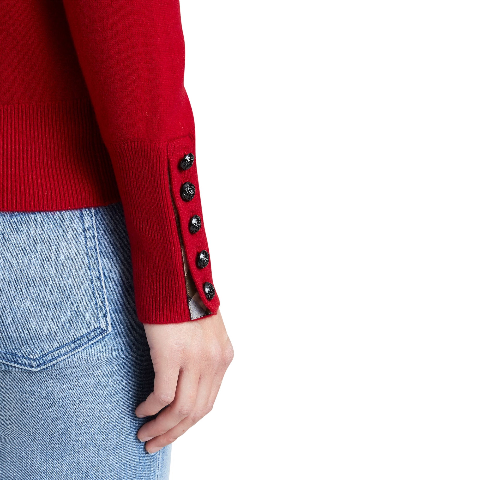MILITARY RED Pull en cachemire avec empiècement en maille torsadée