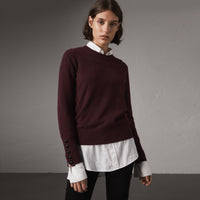 DEEP CLARET Pull en cachemire avec empiècement en maille torsadée