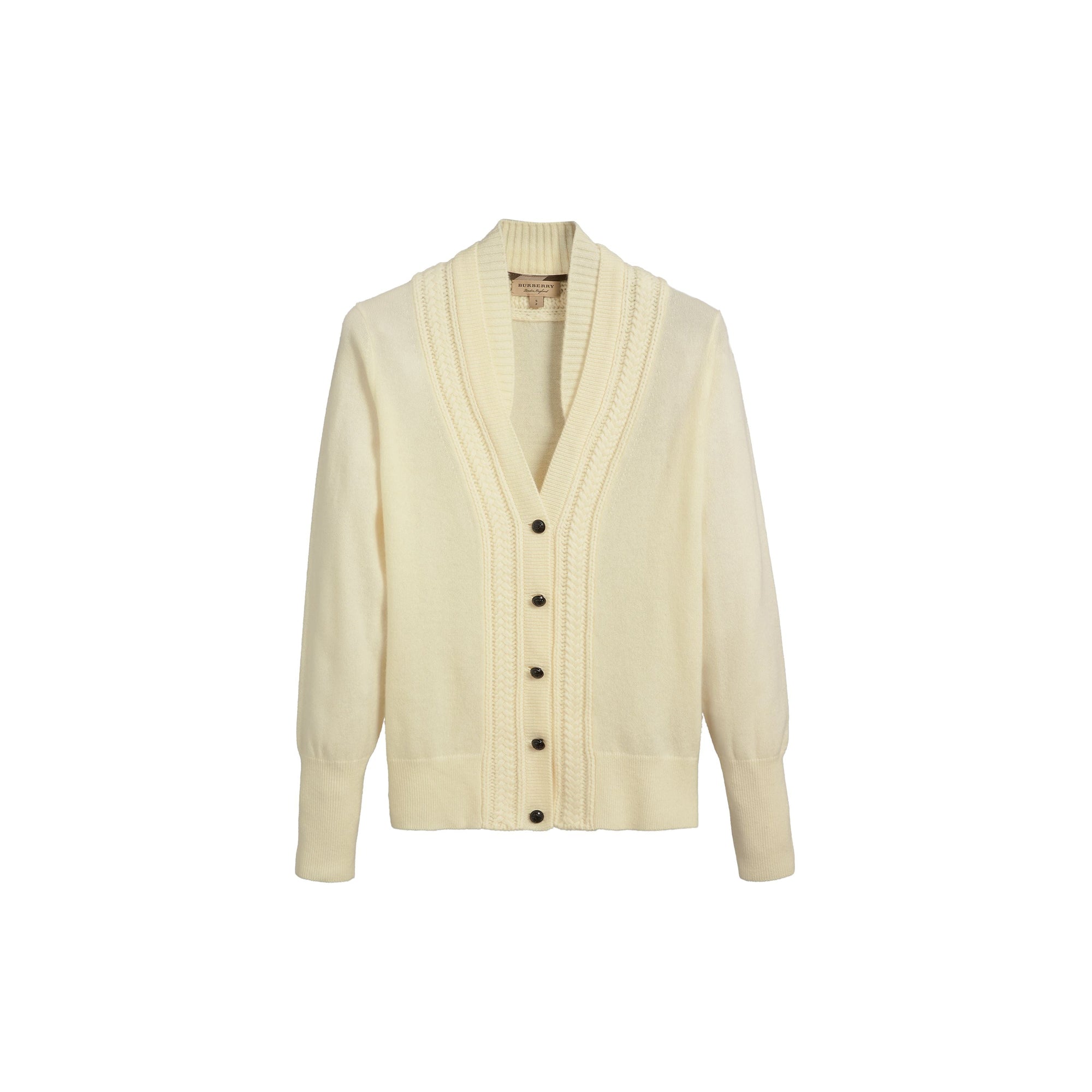 NATURAL WHITE Cardigan en maille de cachemire torsadée