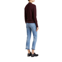 DEEP CLARET Cardigan en maille de cachemire torsadée