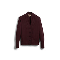 DEEP CLARET Cardigan en maille de cachemire torsadée