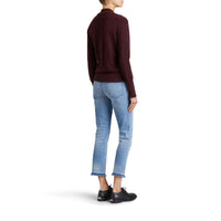 DEEP CLARET Cardigan en maille de cachemire torsadée