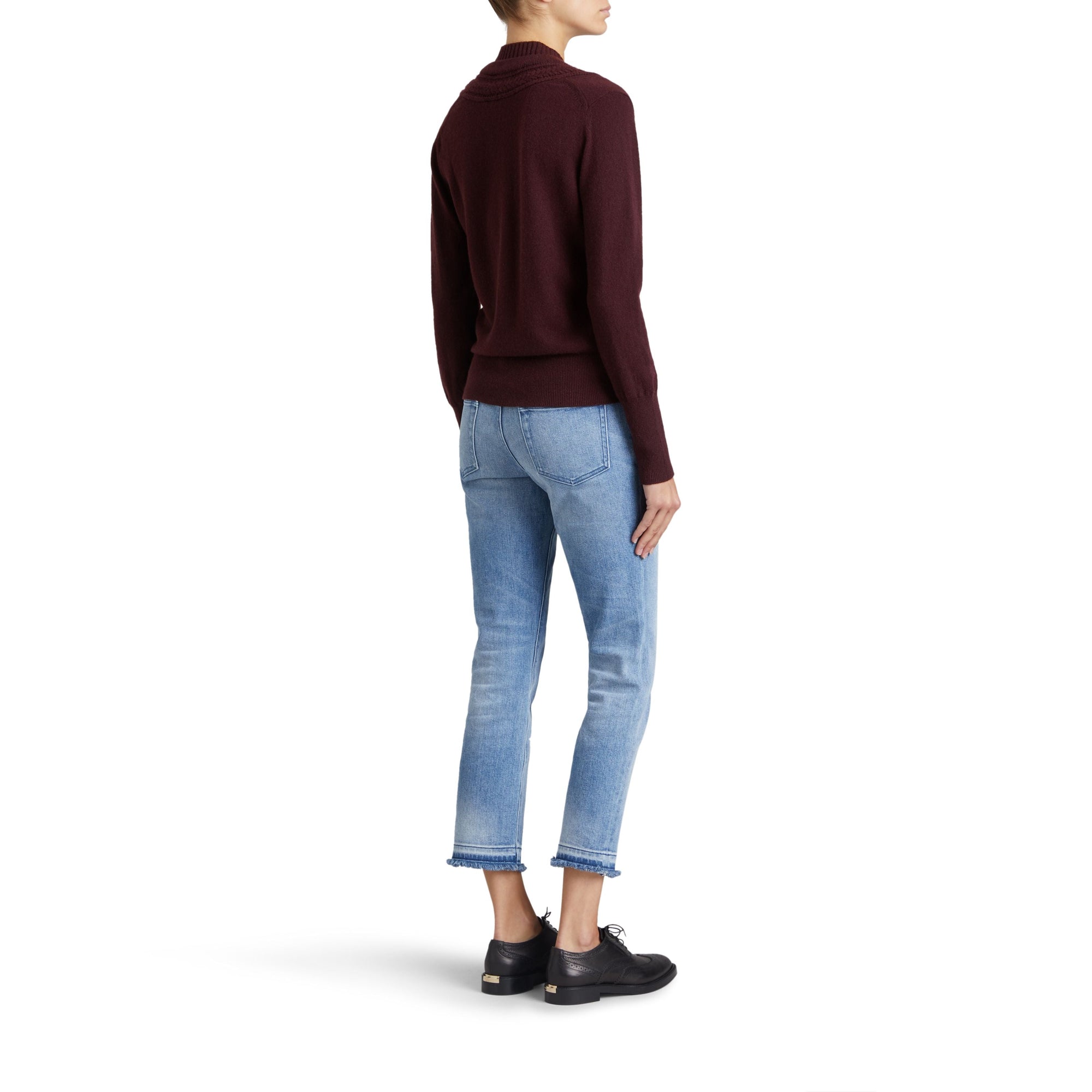 DEEP CLARET Cardigan en maille de cachemire torsadée