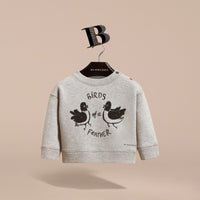 GREY MELANGE Sweat-shirt en coton avec motif Birds of a Feather