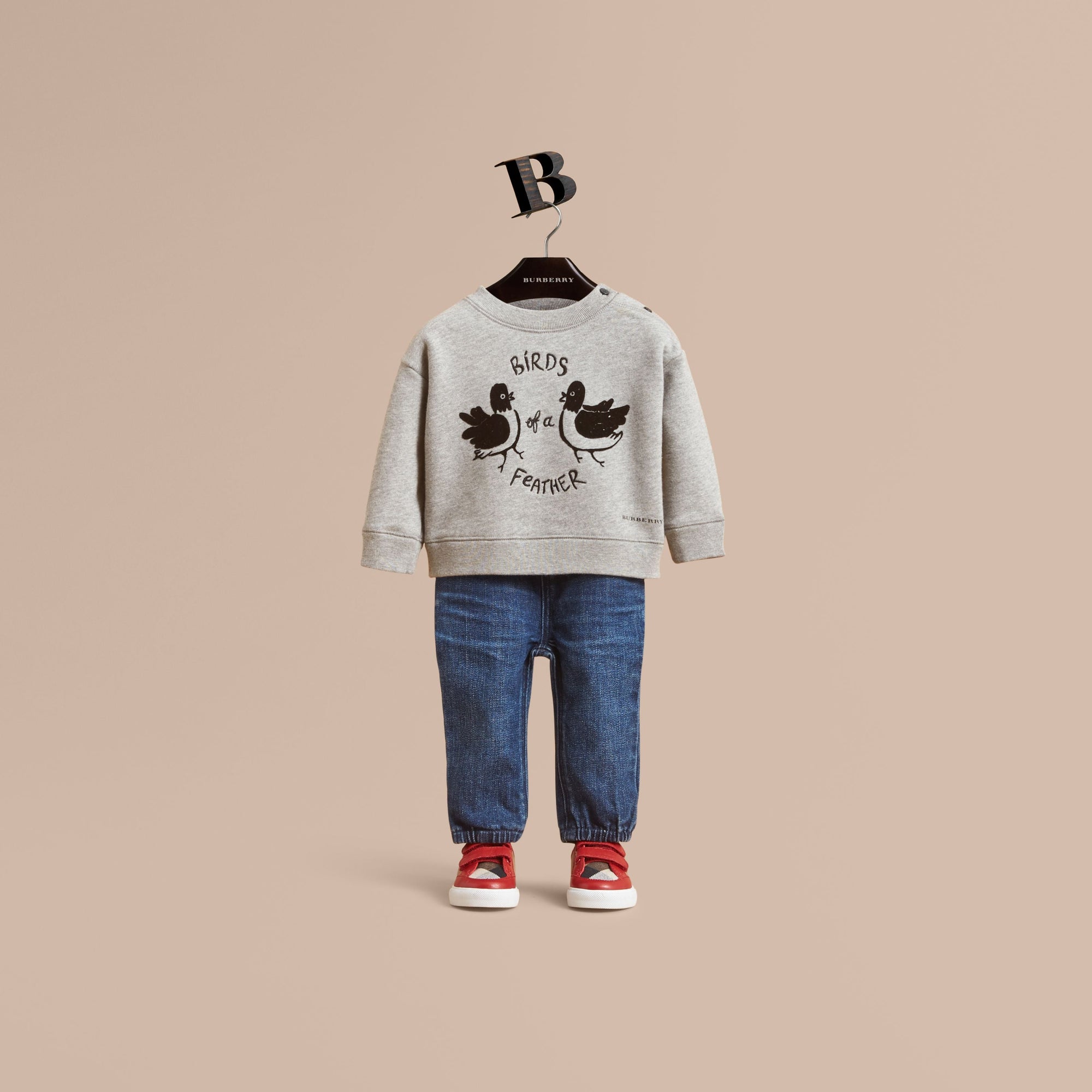 GREY MELANGE Sweat-shirt en coton avec motif Birds of a Feather