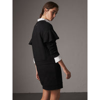 BLACK Robe pull en coton à manches à volants