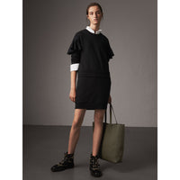 BLACK Robe pull en coton à manches à volants