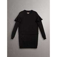 BLACK Robe pull en coton à manches à volants