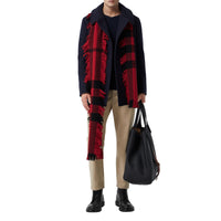 Écharpe en laine à motif check et à franges - Rouge militaire