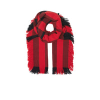 Écharpe en laine à motif check et à franges - Rouge militaire