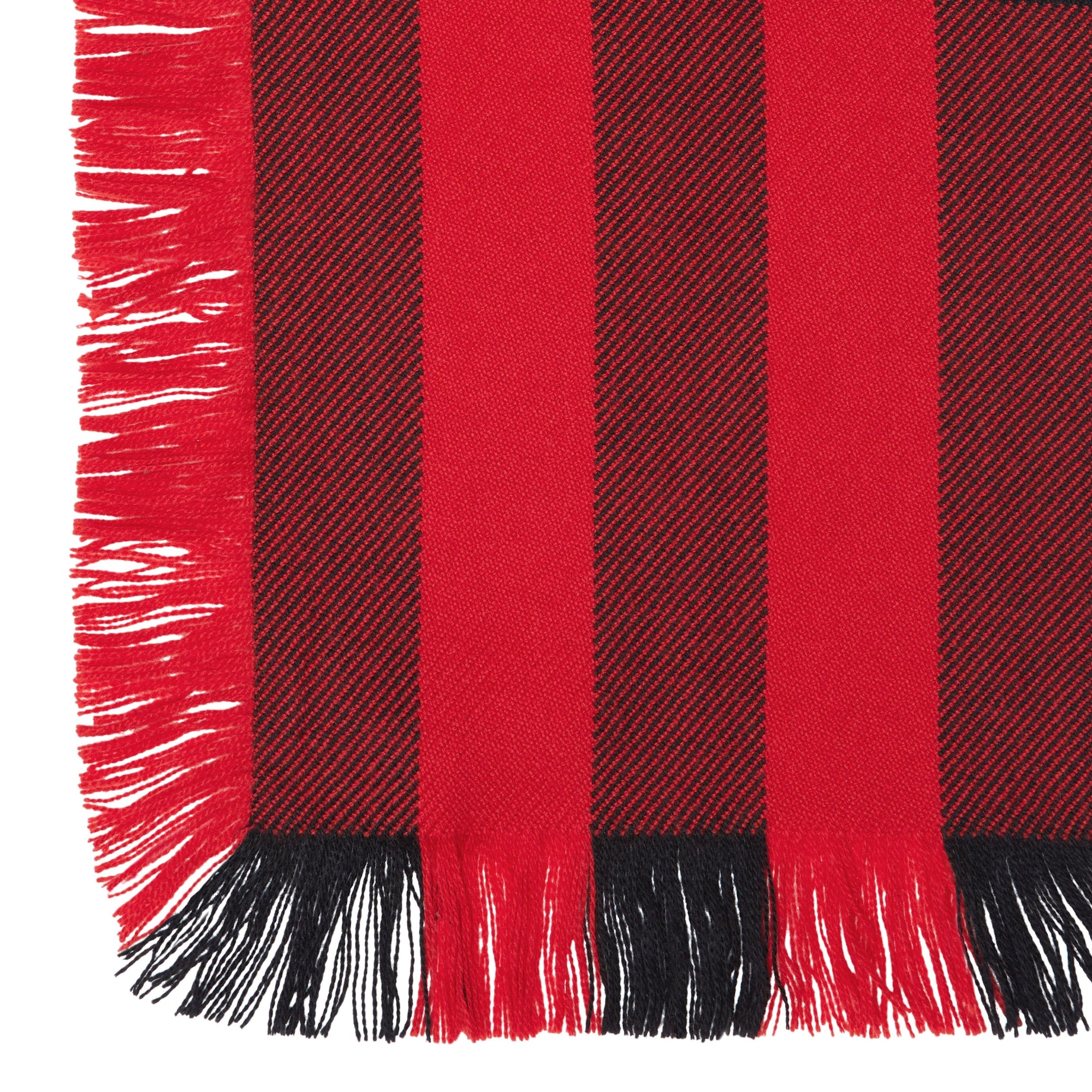 Écharpe en laine à motif check et à franges - Rouge militaire