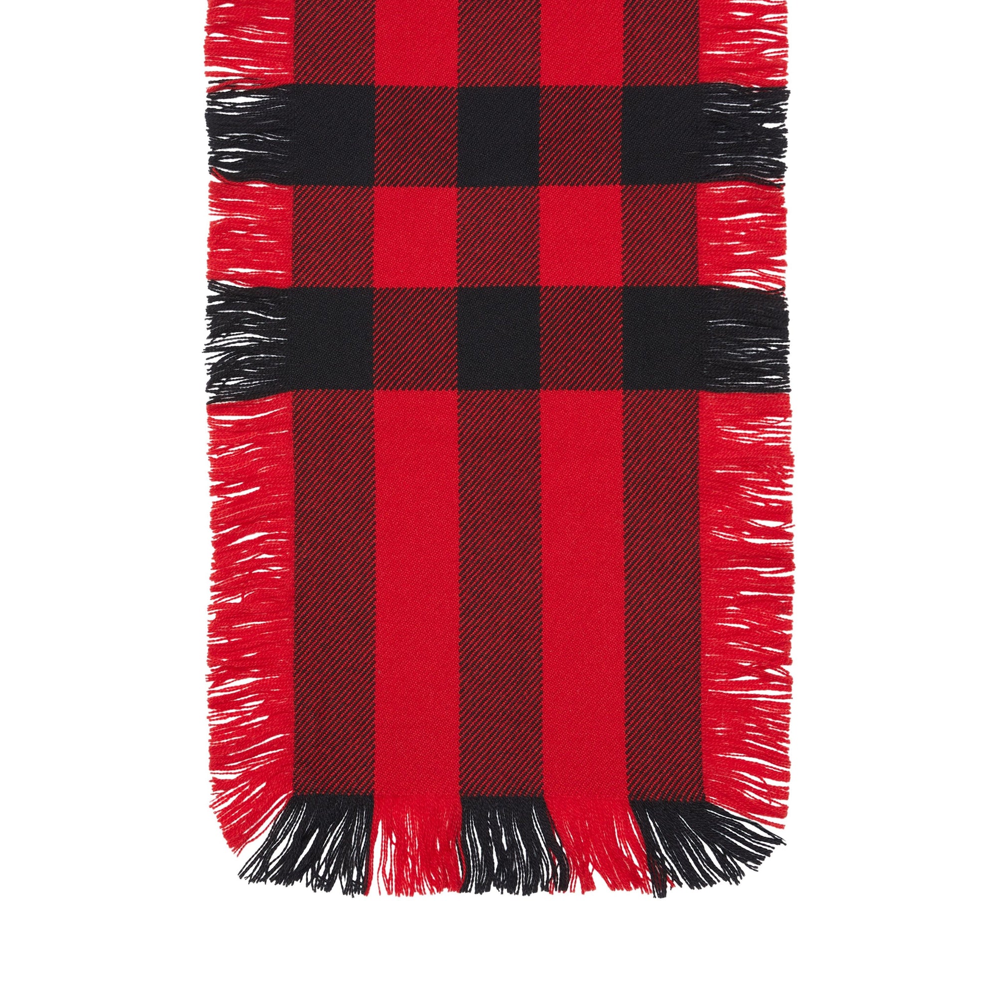 Écharpe en laine à motif check et à franges - Rouge militaire