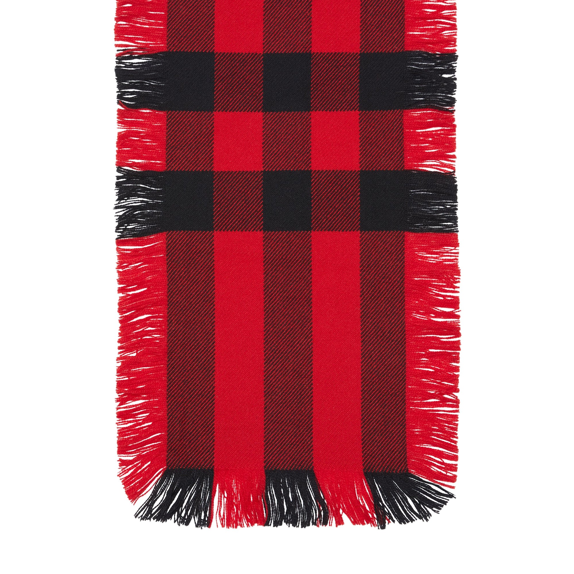 MILITARY RED Écharpe en laine à motif check et à franges