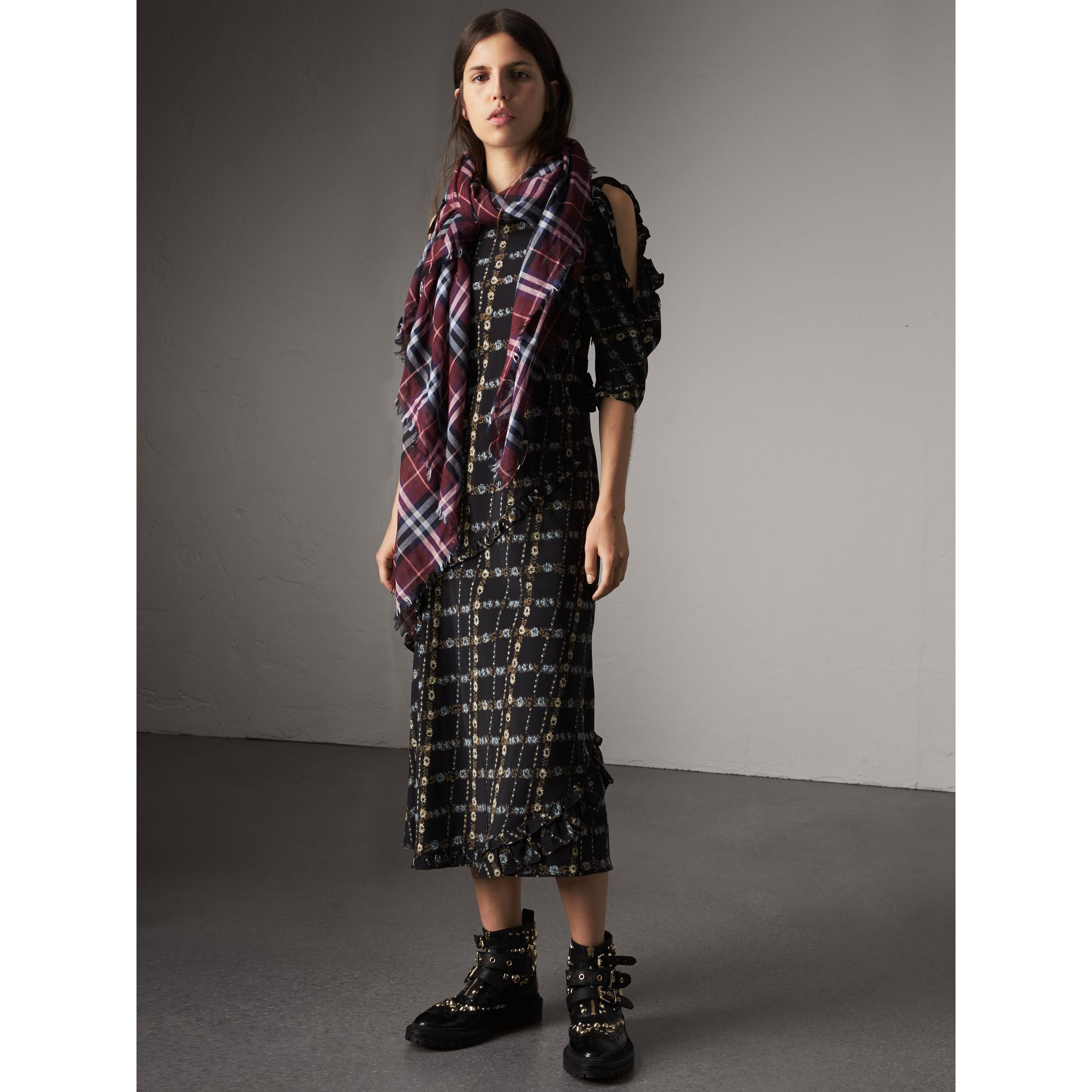 CLARET Carré en modal et laine à motif check