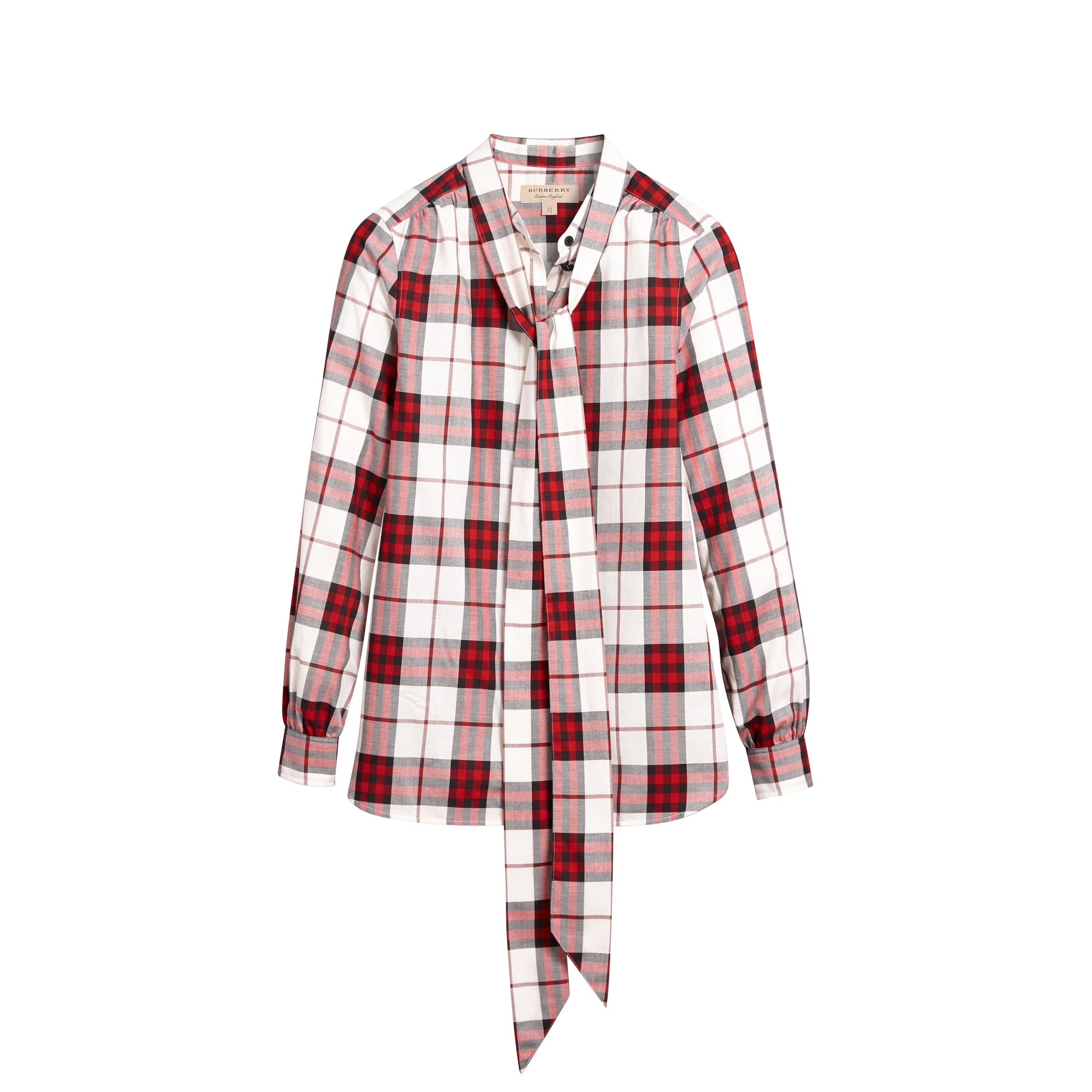 Chemise en flanelle check avec ruban à nouer - Carmin