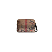 CLASSIC CHECK/BLACK Grande pochette en toile enduite à motif check et imprimé Doodle