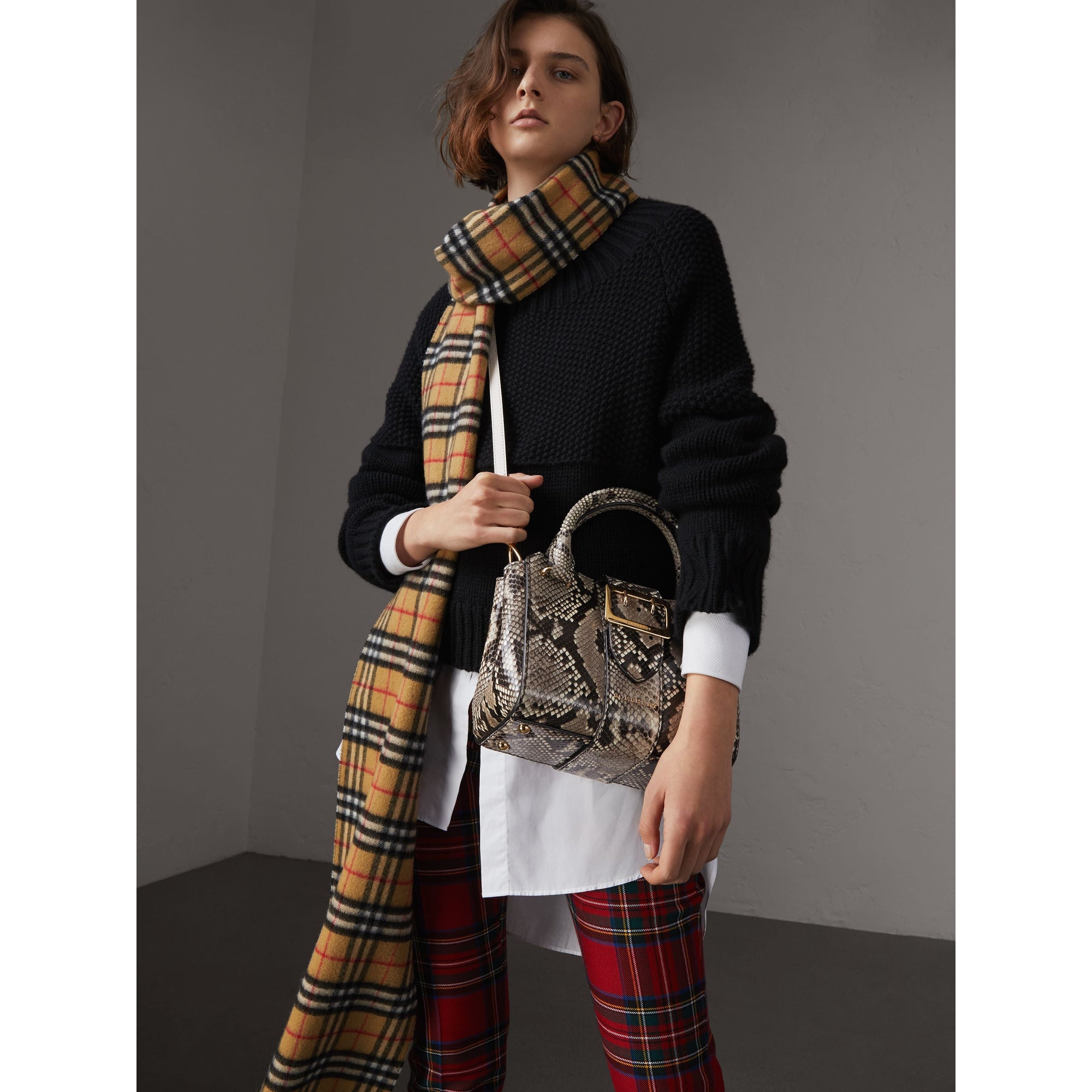 Petit sac tote The Buckle en python - Naturel