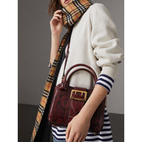 Petit sac tote The Buckle en python - Rouge Bourgogne