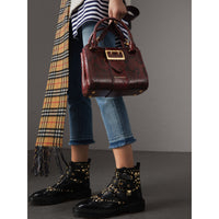 Petit sac tote The Buckle en python - Rouge Bourgogne