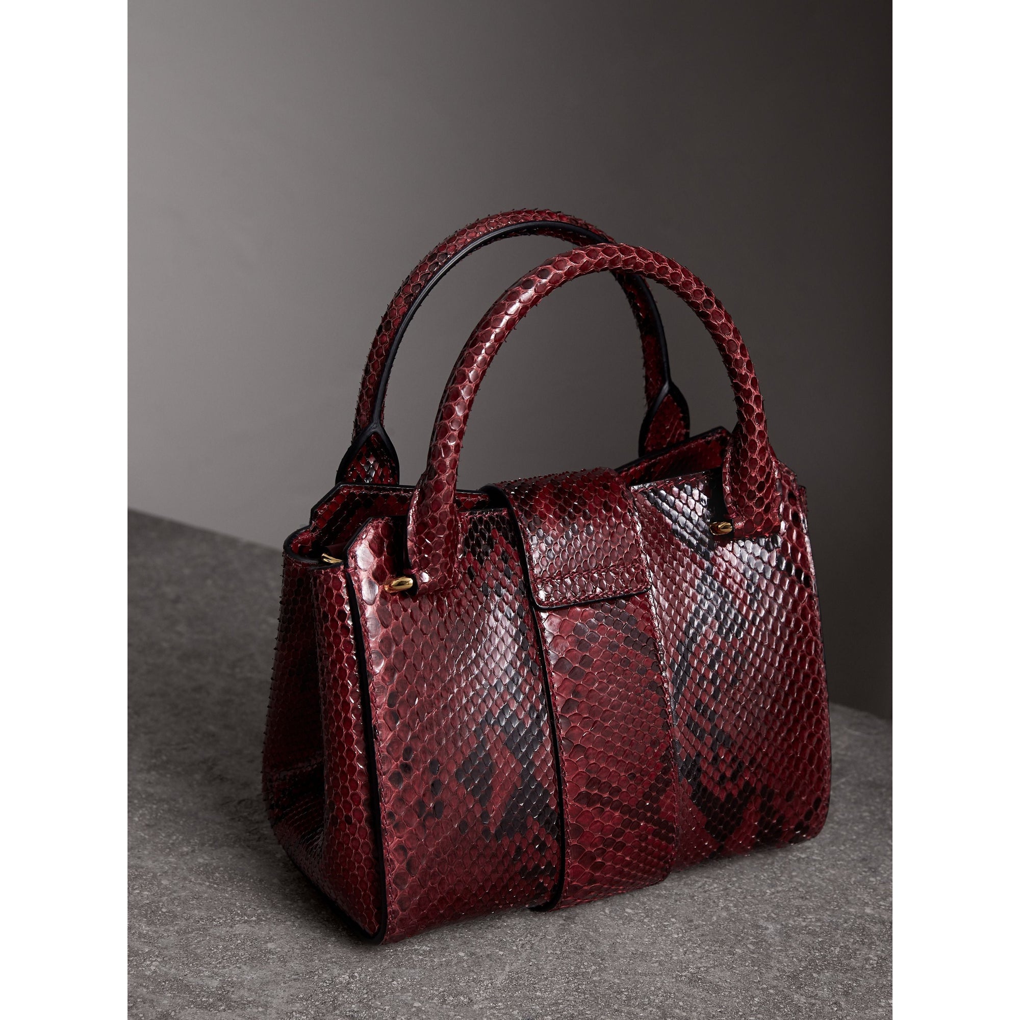 Petit sac tote the buckle en python - Rouge bourgogne