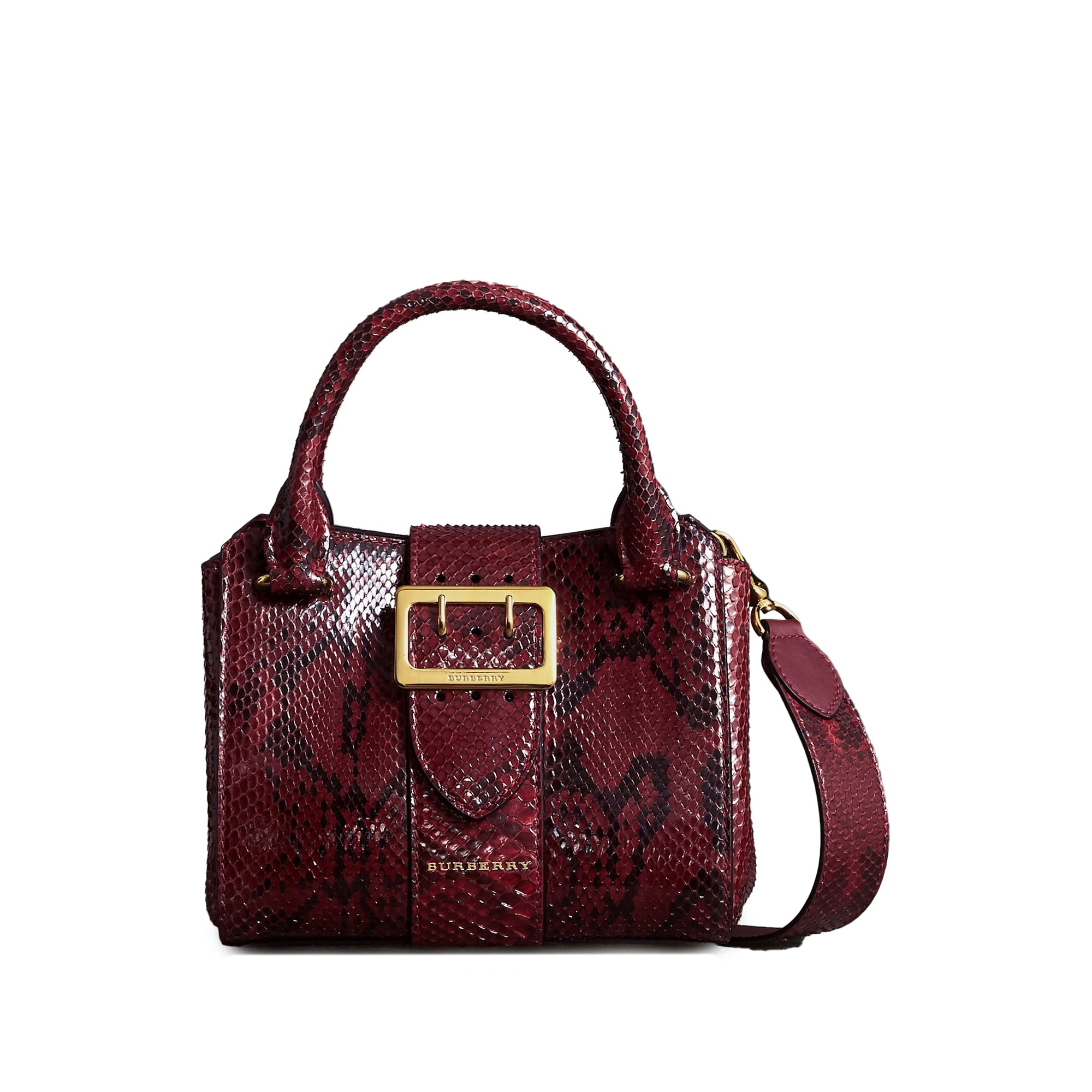 Petit sac tote the buckle en python - Rouge bourgogne