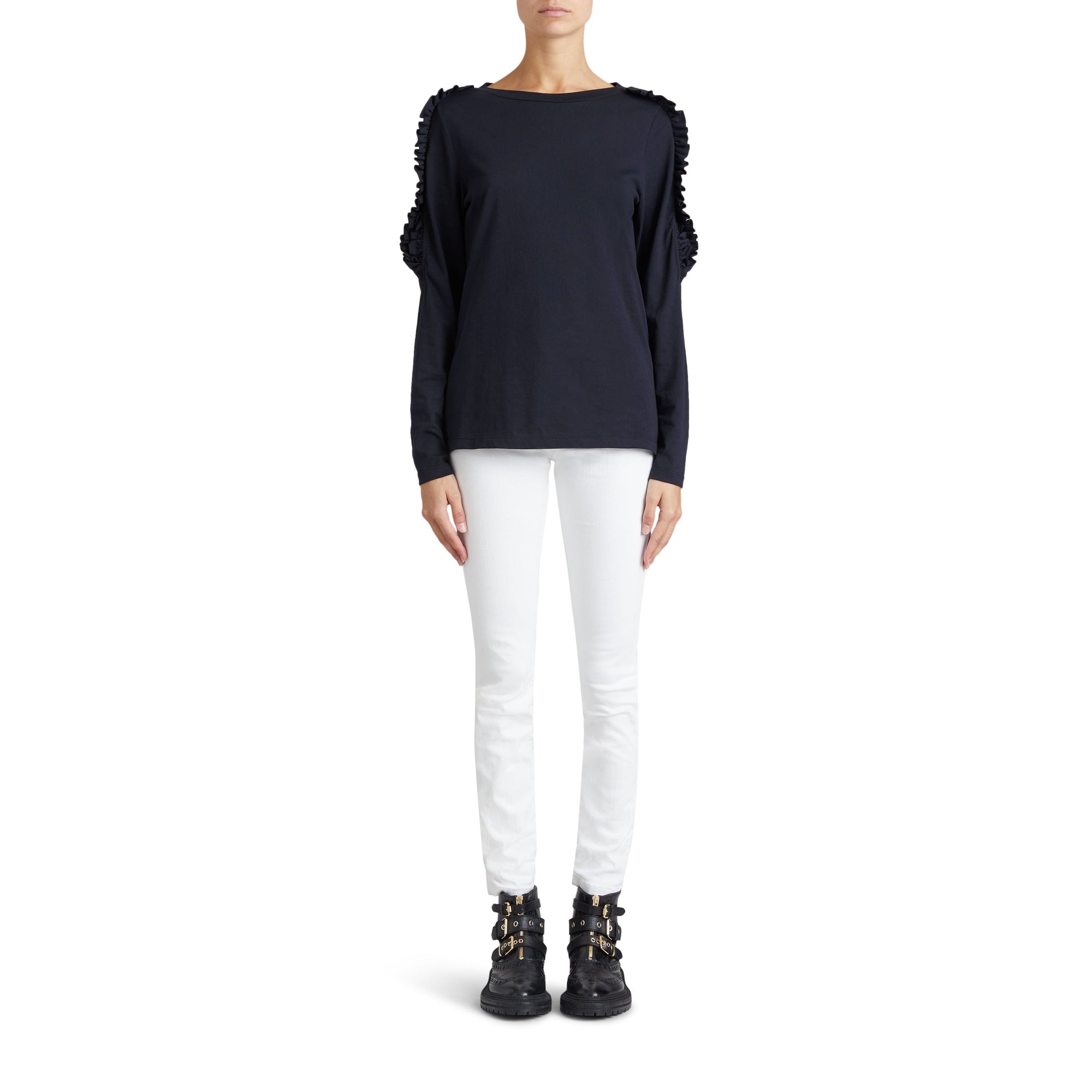 TRUE NAVY Haut en coton à volants