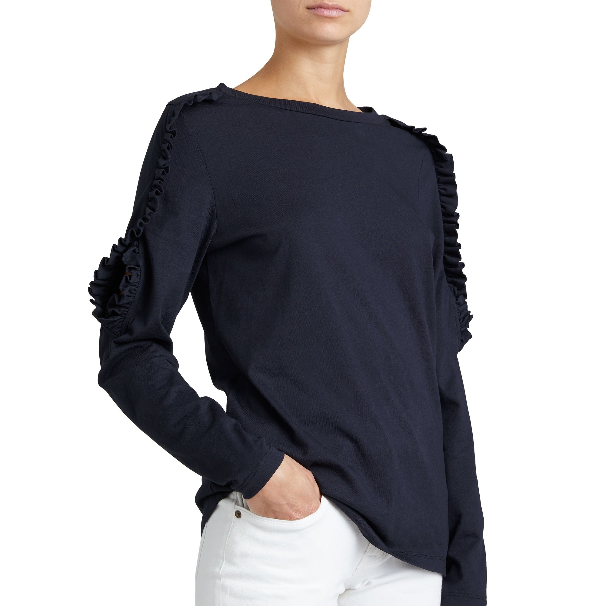 TRUE NAVY Haut en coton à volants