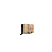 BLACK Portefeuille zippé en cuir à motif Haymarket check