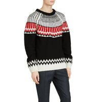 BLACK/MILITARY RED Pull en laine et cachemire à motif Fair Isle