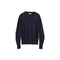 NAVY Pull en laine mérinos à détails check