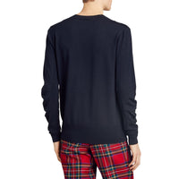 NAVY Pull en laine mérinos à détails check