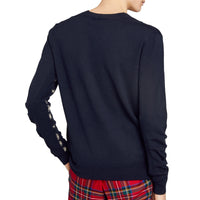 NAVY Pull en laine mérinos à détails check