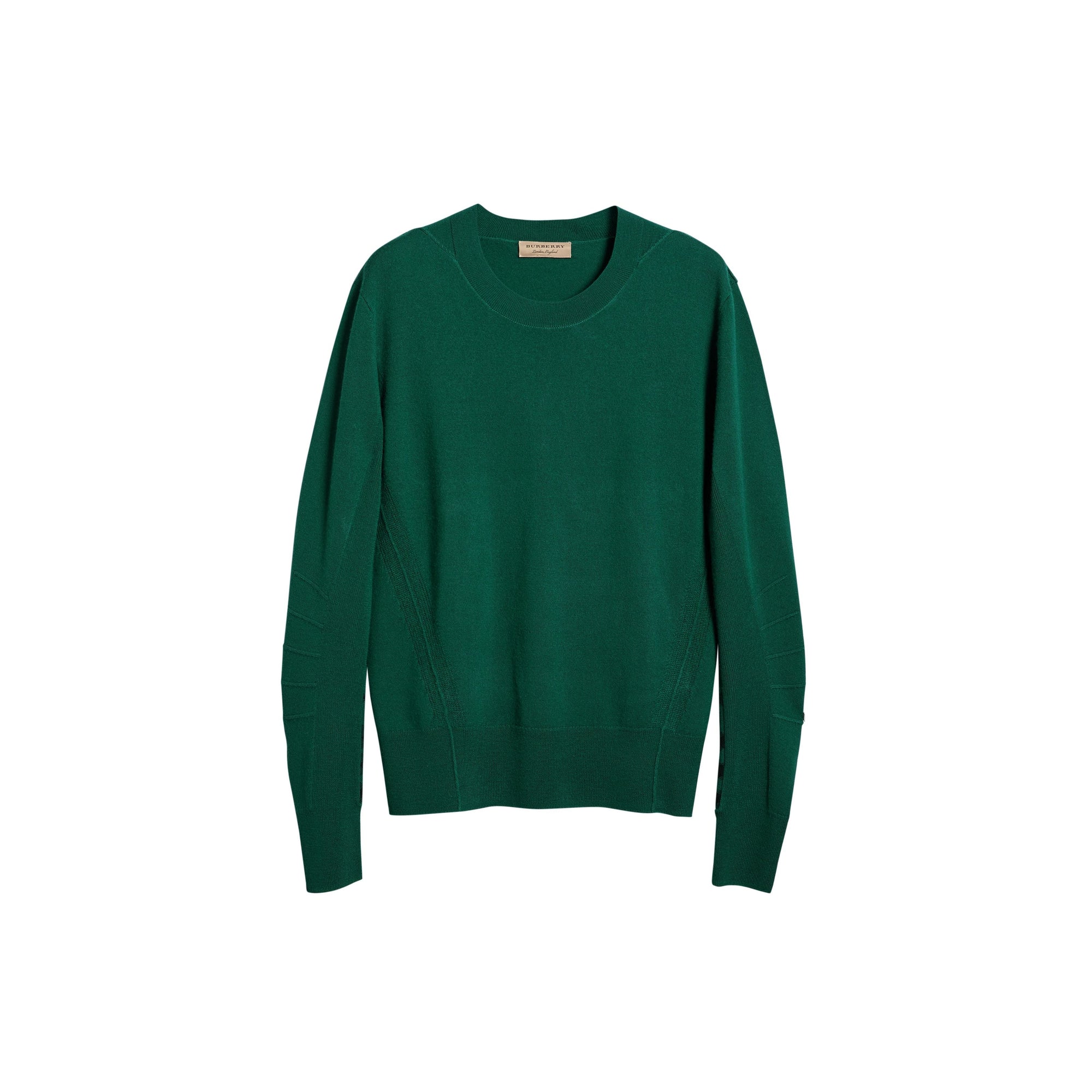 DARK TEAL Pull en laine mérinos à détails check