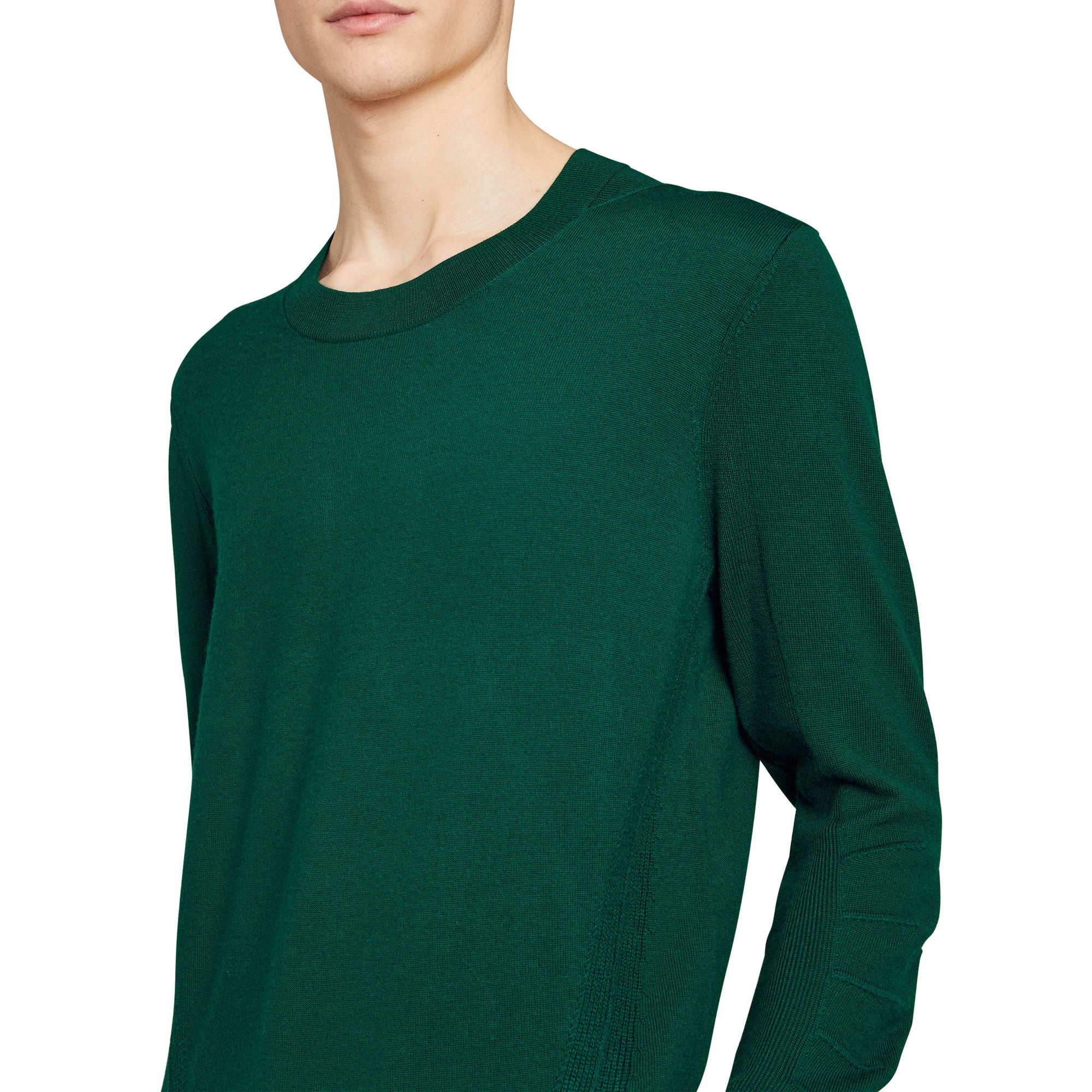 DARK TEAL Pull en laine mérinos à détails check