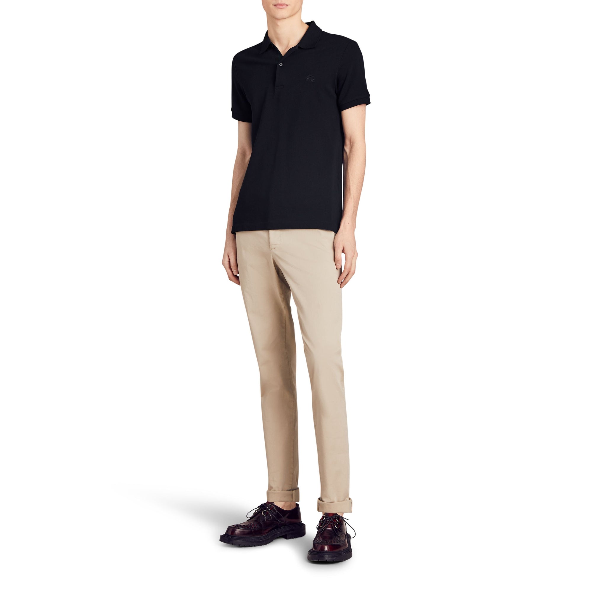 DARK NAVY Polo en piqué de coton avec détails tartan
