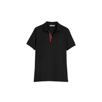 BLACK Polo en piqué de coton avec détails tartan