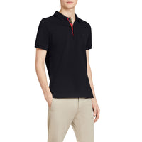 BLACK Polo en piqué de coton avec détails tartan