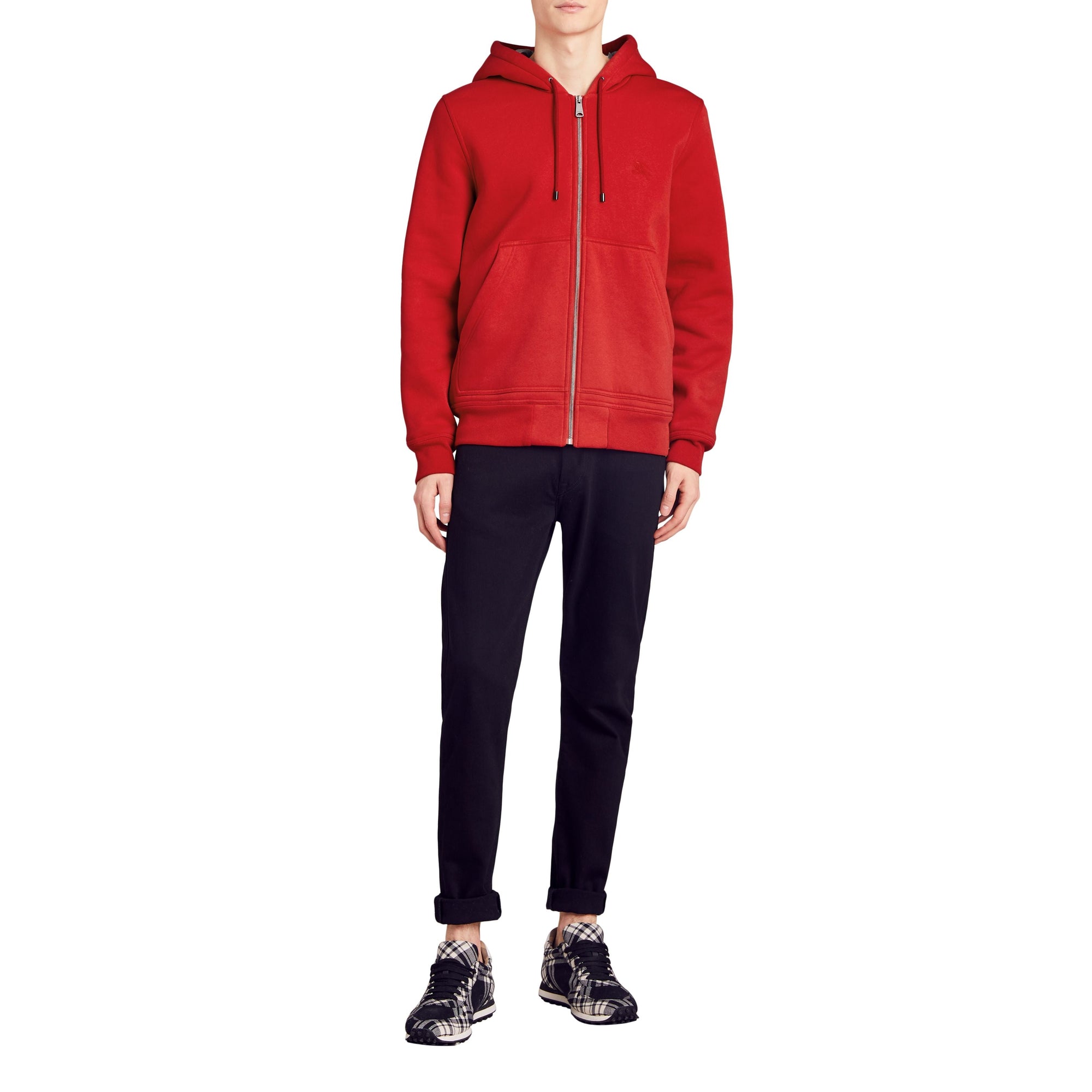 MILITARY RED Haut en jersey à capuche à détails check