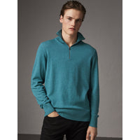 GREY BLUE Pull en cachemire et coton à col zippé