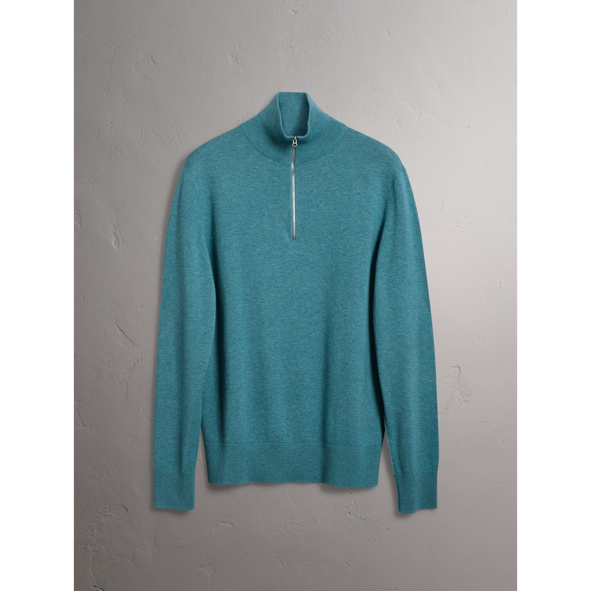 GREY BLUE Pull en cachemire et coton à col zippé