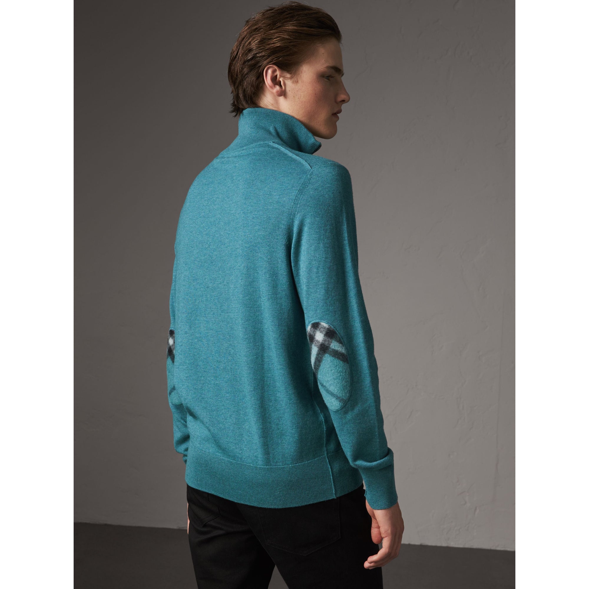 GREY BLUE Pull en cachemire et coton à col zippé