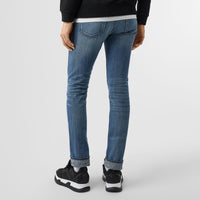 LIGHT INDIGO Jean de coupe slim en denim selvedge japonais délavé