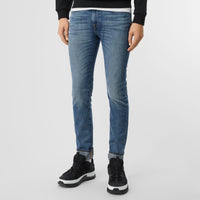 LIGHT INDIGO Jean de coupe slim en denim selvedge japonais délavé