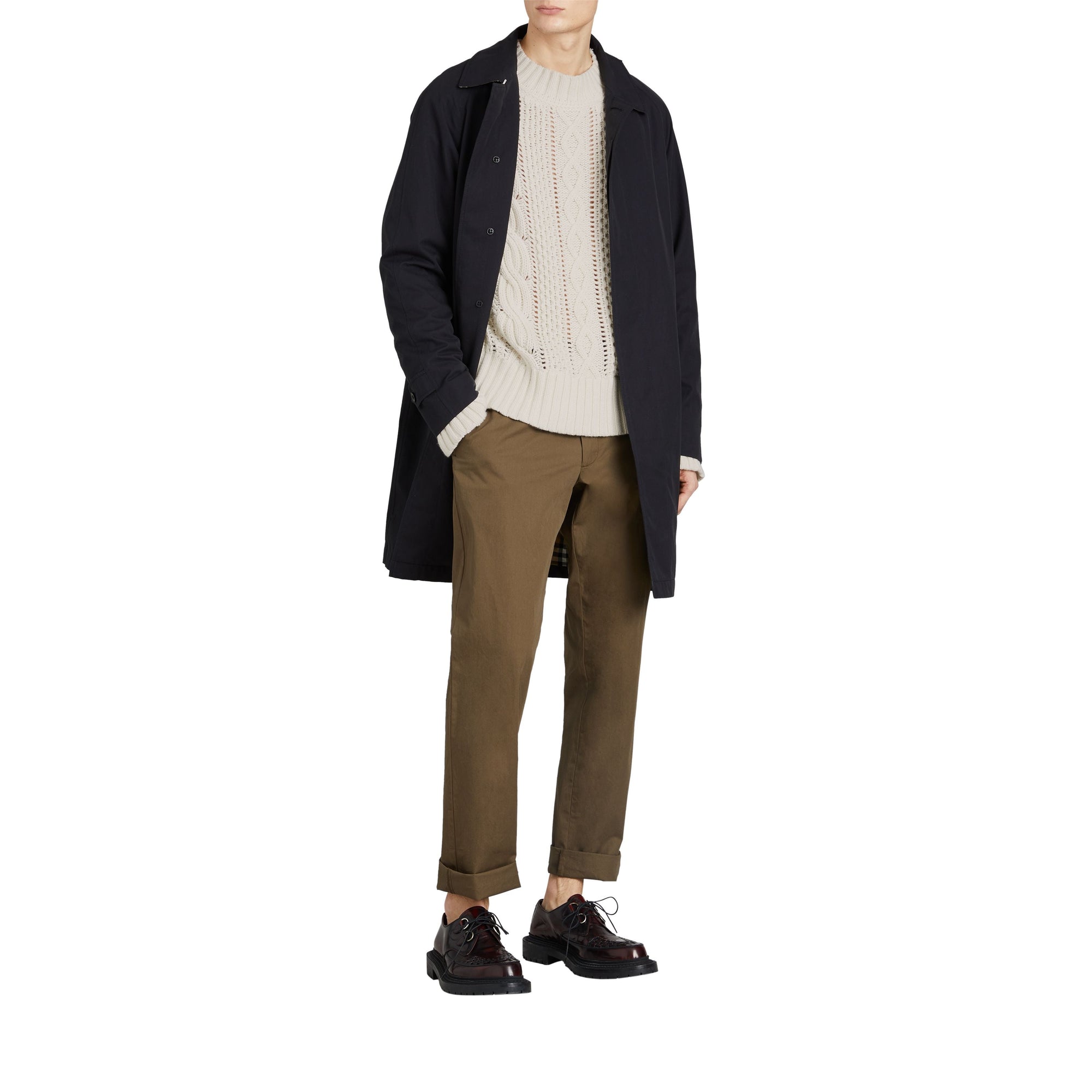 OLIVE GREEN Pantalon chino en sergé de coton