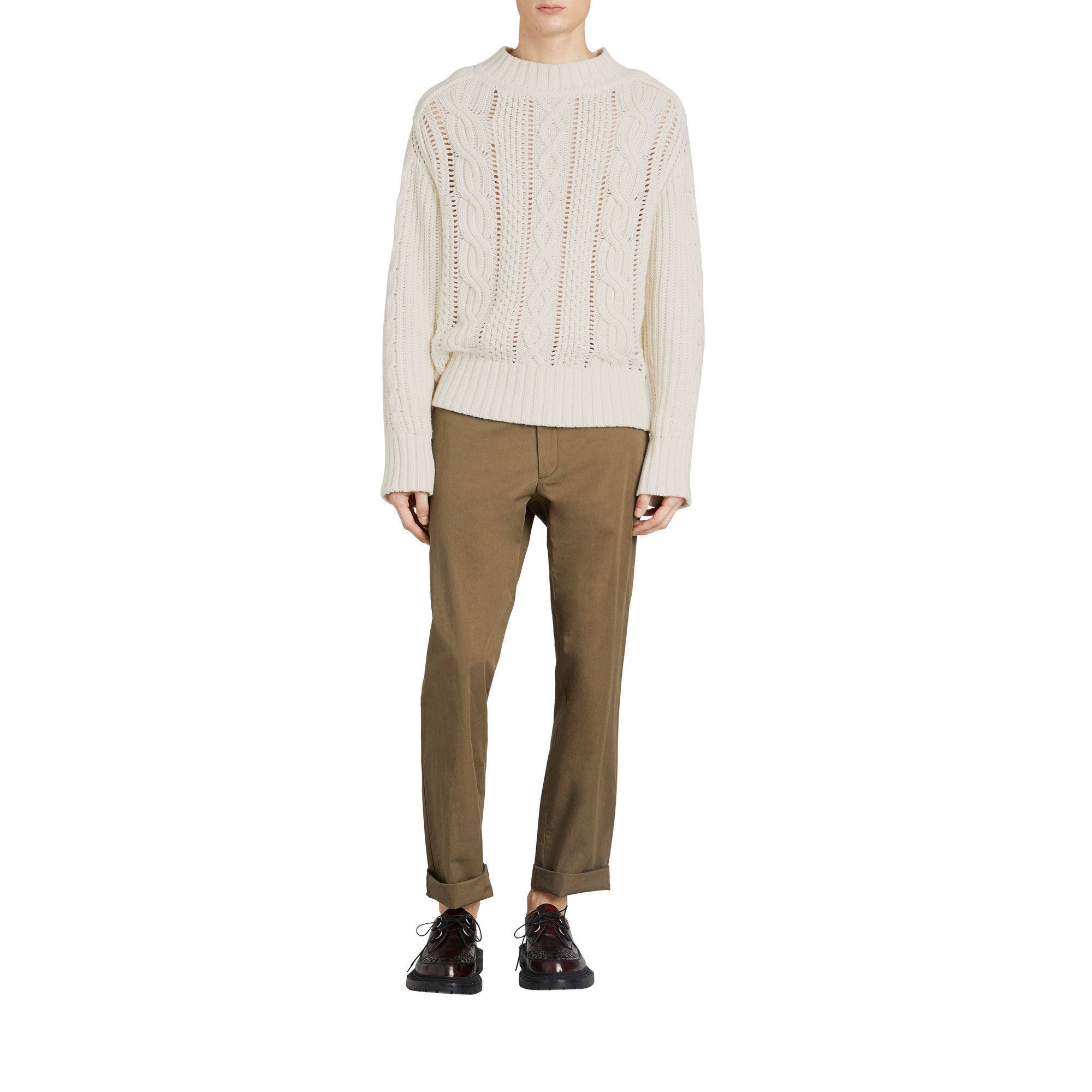 OLIVE GREEN Pantalon chino en sergé de coton