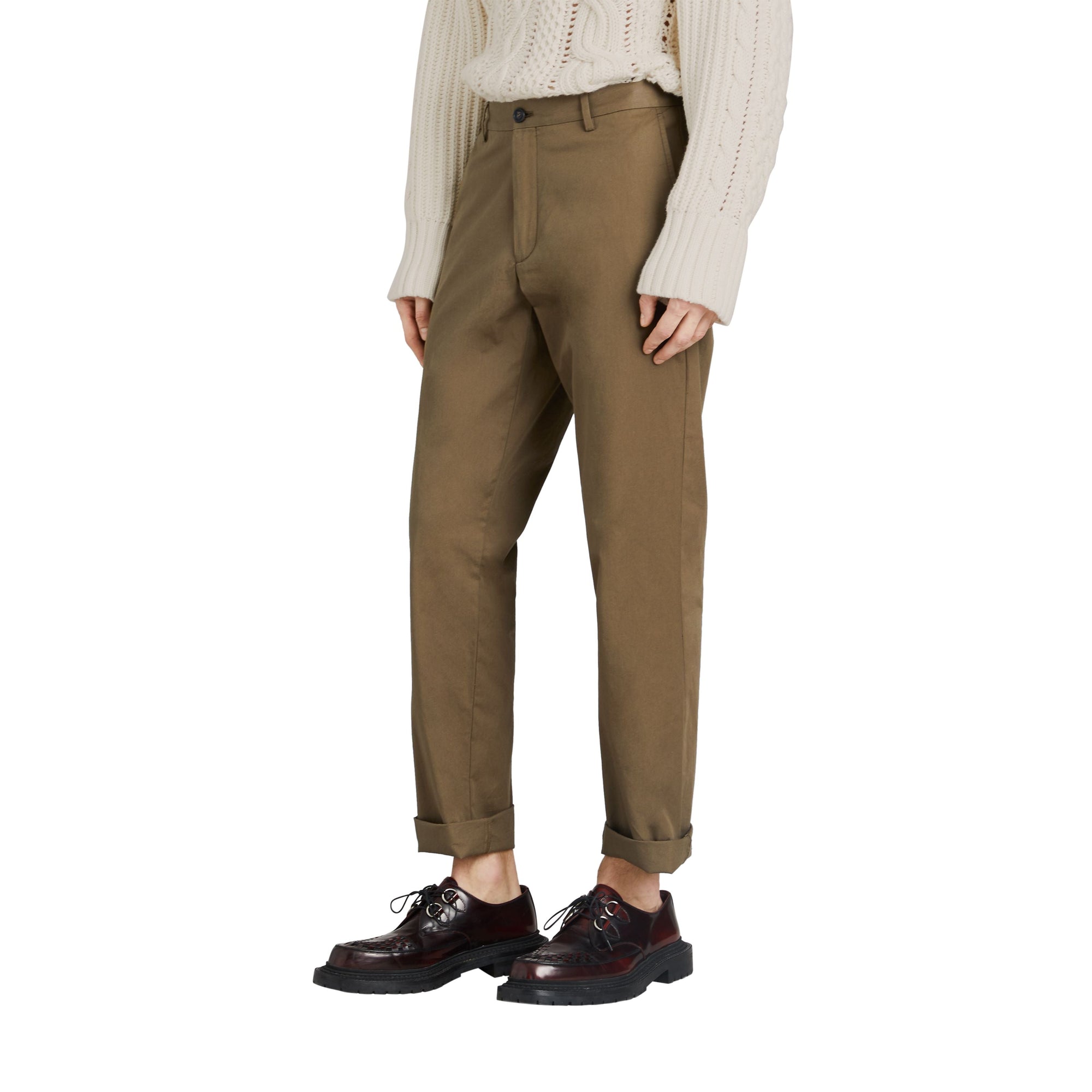 OLIVE GREEN Pantalon chino en sergé de coton