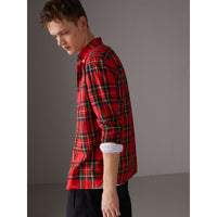 BRIGHT RED Chemise en coton tartan à col boutonné