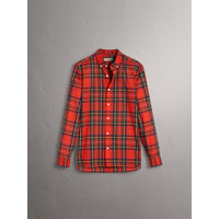 BRIGHT RED Chemise en coton tartan à col boutonné