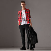 BRIGHT RED Chemise en coton tartan à col boutonné