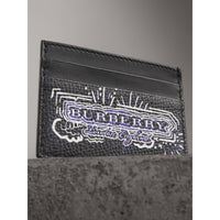 BLACK/BLACK Porte-cartes en cuir à imprimé doodle
